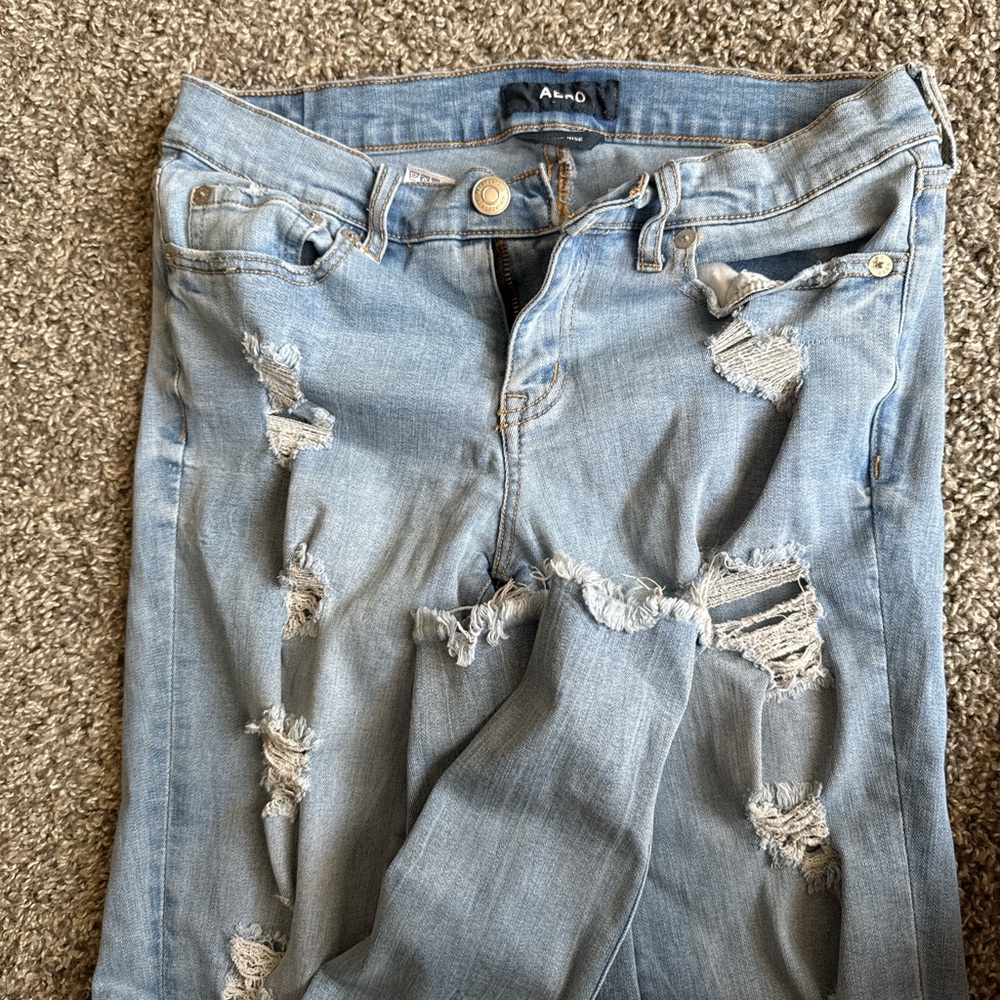 Aeropostale Blue Skinny Jeans with Distressed Details